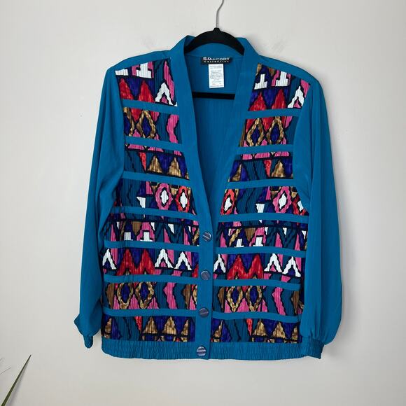 S. G. Sport Collection Retro 80's Vintage Stained Glass Jacket Blazer Size Small - Picture 1 of 8